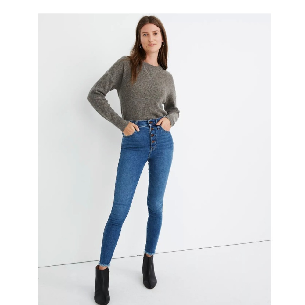 Madewell 10" High-Rise Skinny Jeans in Mackey Wash: Button-Front Edition